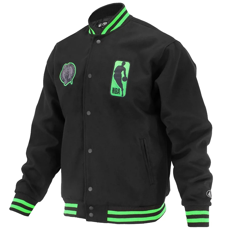 FISLL Boston Celtics Logoman Shadow Collection Full-Snap Varsity Jacket