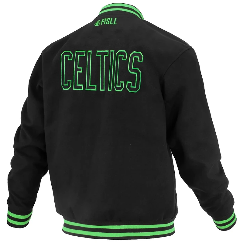 FISLL Boston Celtics Logoman Shadow Collection Full-Snap Varsity Jacket