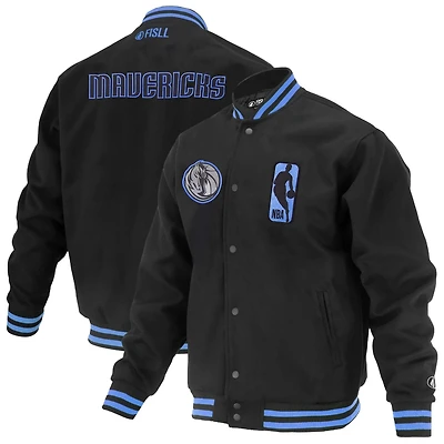 Unisex FISLL Dallas Mavericks Logoman Shadow Collection Full-Snap Varsity Jacket