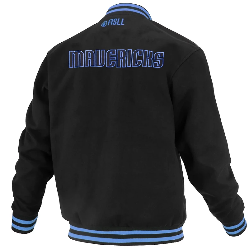 Unisex FISLL Dallas Mavericks Logoman Shadow Collection Full-Snap Varsity Jacket