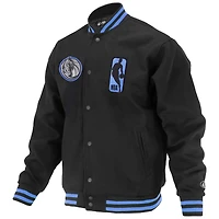 Unisex FISLL Dallas Mavericks Logoman Shadow Collection Full-Snap Varsity Jacket