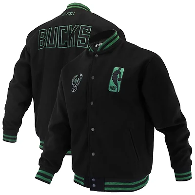 FISLL Milwaukee Bucks Logoman Shadow Collection Full-Snap Varsity Jacket