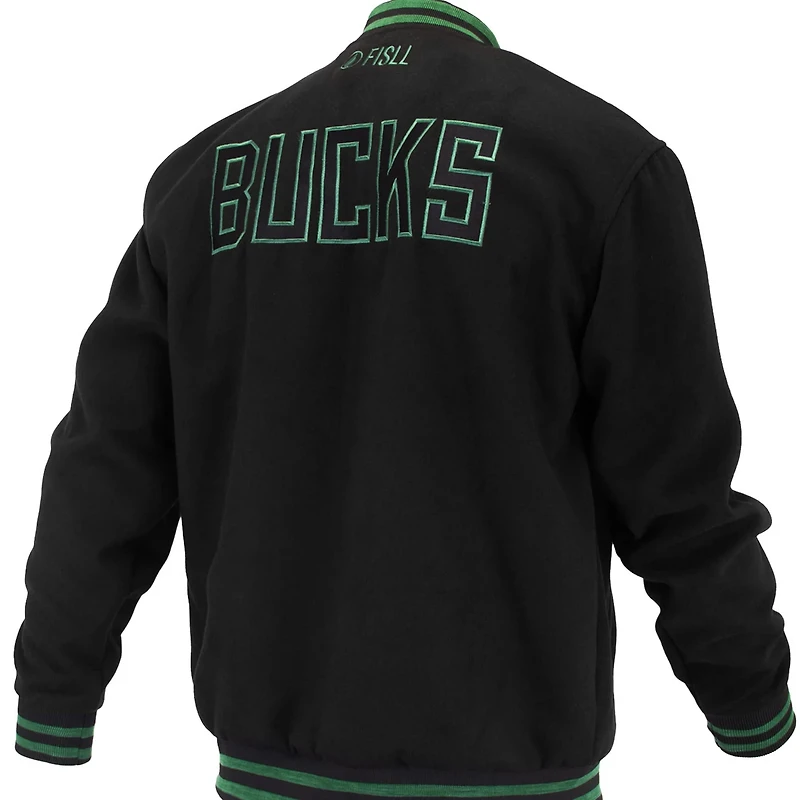 FISLL Milwaukee Bucks Logoman Shadow Collection Full-Snap Varsity Jacket