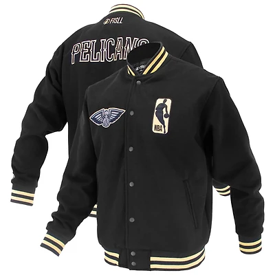 FISLL New Orleans Pelicans Logoman Shadow Collection Full-Snap Varsity Jacket
