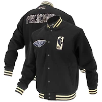 FISLL New Orleans Pelicans Logoman Shadow Collection Full-Snap Varsity Jacket