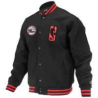 FISLL Philadelphia 76ers Logoman Shadow Collection Full-Snap Varsity Jacket