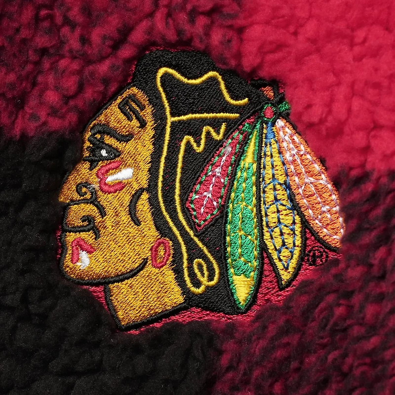 G-III 4Her by Carl Banks /Black Chicago Blackhawks Plaid Sherpa Quarter-Zip Jacket