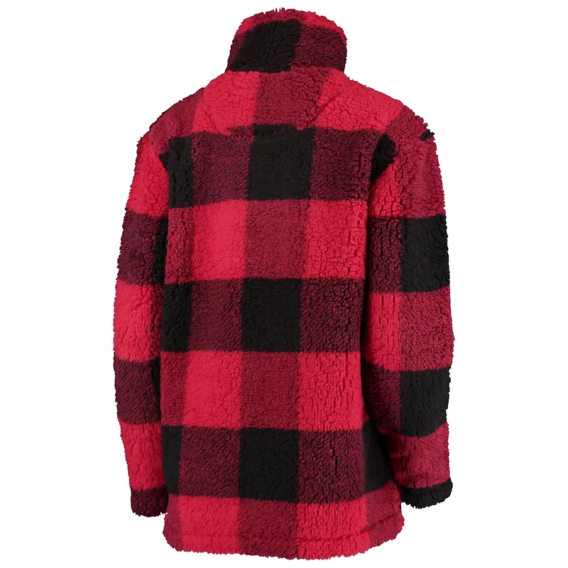 G-III 4Her by Carl Banks /Black Chicago Blackhawks Plaid Sherpa Quarter-Zip Jacket