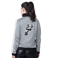 G-III 4Her by Carl Banks Silver San Antonio Spurs Rebel Sequin Bling Full-Zip Track Jacket