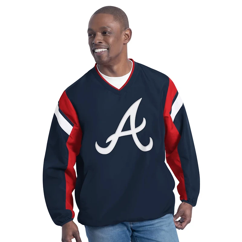 G-III Sports by Carl Banks Atlanta Braves Double Coverage V-Neck Pullover