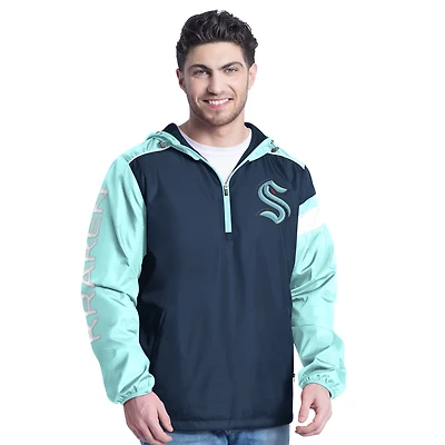 G-III Sports by Carl Banks Deep Sea Light Seattle Kraken Lateral Half-Zip Hoodie Jacket