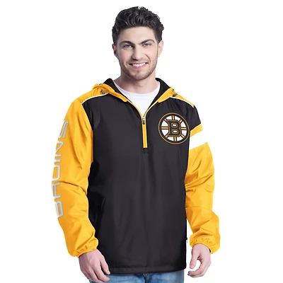 G-III Sports by Carl Banks Gold Boston Bruins Lateral Half-Zip Hoodie Jacket