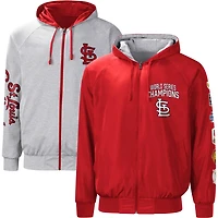 G-III Sports by Carl Banks /Heather Gray St Louis Cardinals Southpaw Reversible Raglan Hoodie Full-Zip Jacket