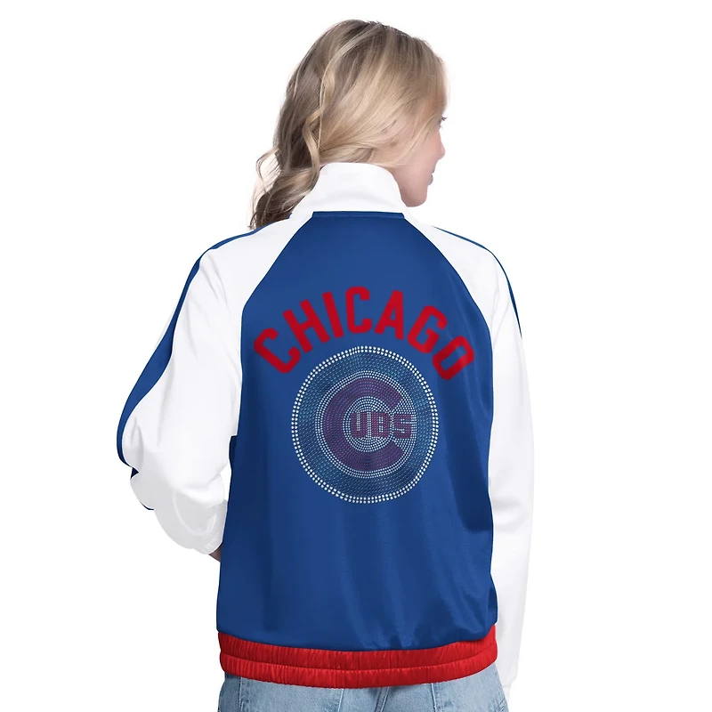 G-III Sports by Carl Banks Royal Chicago Cubs Rally Rhinestone Raglan Full-Zip Track Jacket