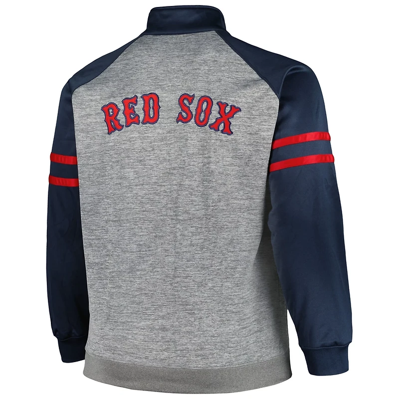 Heather Gray Boston Red Sox Big  Tall Raglan Full-Zip Track Jacket