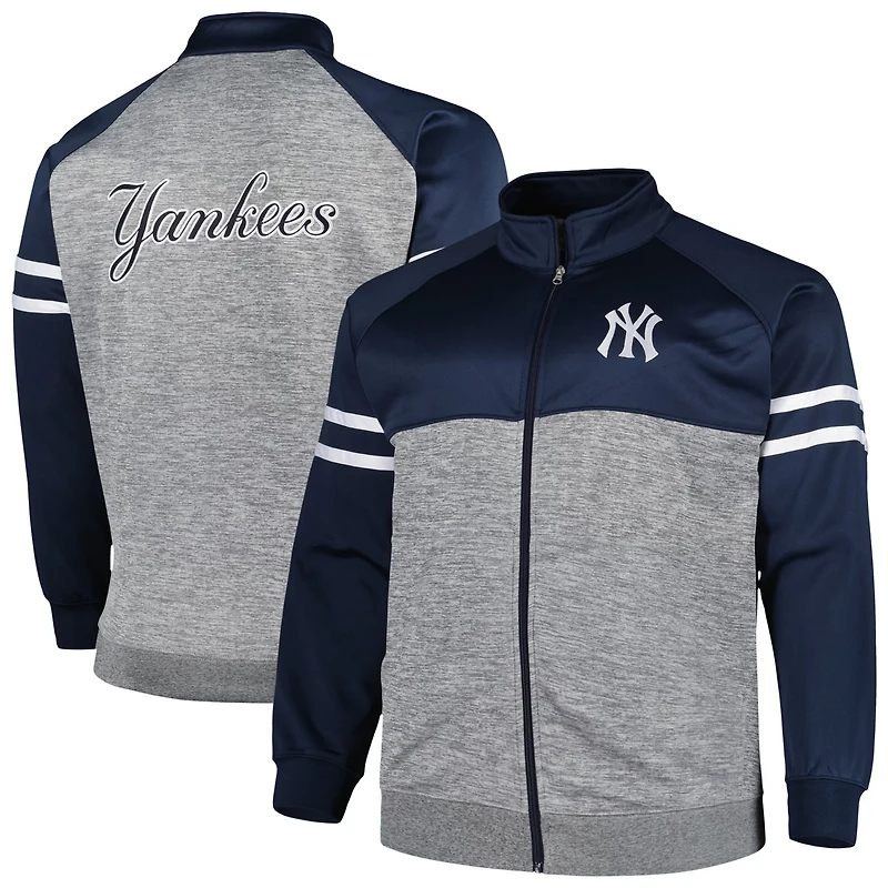 Heather Gray New York Yankees Big  Tall Raglan Full-Zip Track Jacket