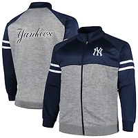 Heather Gray New York Yankees Big  Tall Raglan Full-Zip Track Jacket