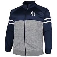 Heather Gray New York Yankees Big  Tall Raglan Full-Zip Track Jacket