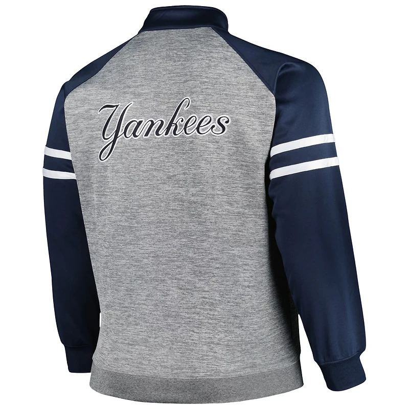 Heather Gray New York Yankees Big  Tall Raglan Full-Zip Track Jacket