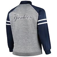 Heather Gray New York Yankees Big  Tall Raglan Full-Zip Track Jacket