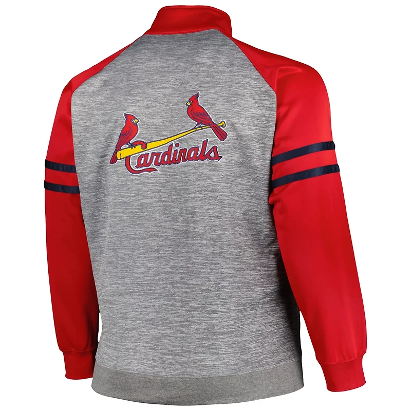 Heather Gray St Louis Cardinals Big  Tall Raglan Full-Zip Track Jacket