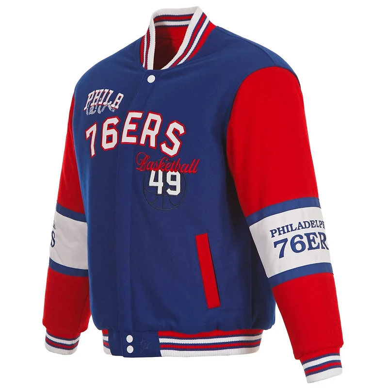 JH Design Philadelphia 76ers Reversible Wool Full-Zip Jacket