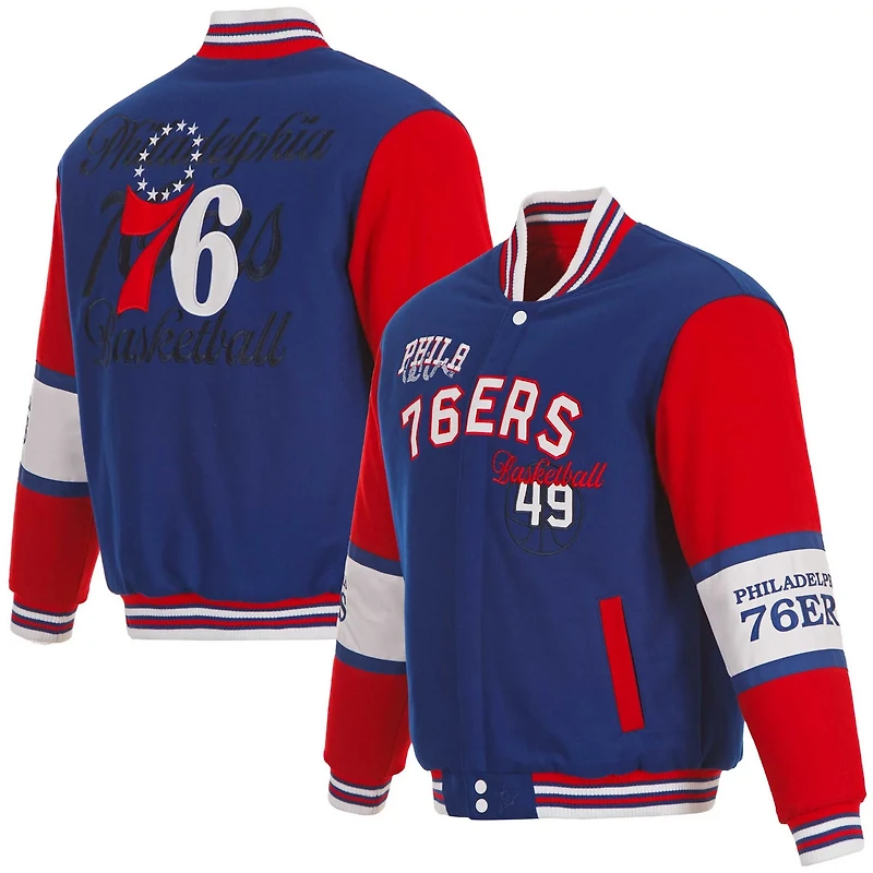 JH Design Philadelphia 76ers Reversible Wool Full-Zip Jacket
