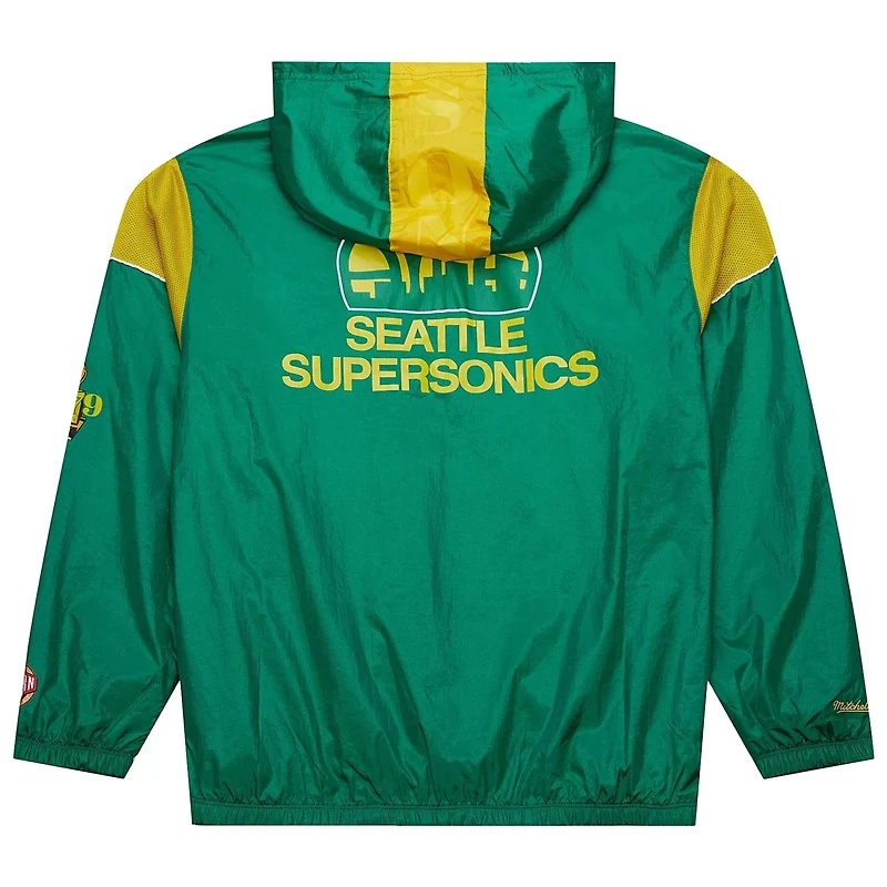 Mitchell & Ness Adults' Seattle Supersonics Hardwood Classics Team OG 3.0 Anorak 1/2 Zip Windbreaker Jacket