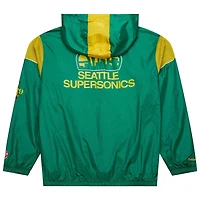 Mitchell & Ness Adults' Seattle Supersonics Hardwood Classics Team OG 3.0 Anorak 1/2 Zip Windbreaker Jacket