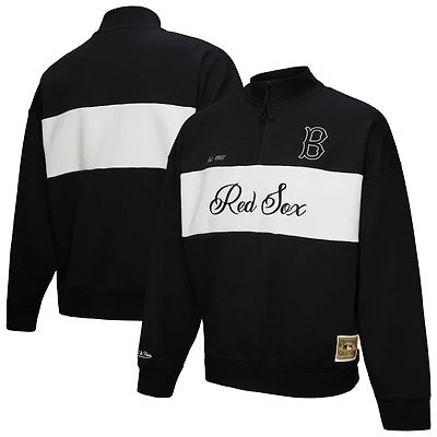Mitchell Ness Boston Red Sox Quarter-Zip Pullover Top