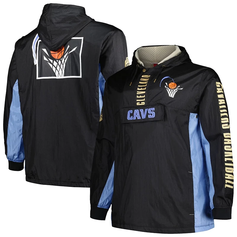 Mitchell  Ness Cleveland Cavaliers Big Tall Hardwood Classics Team OG 20 Anorak Hoodie Quarter-Zip Windbreaker Jacket