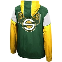 Mitchell  Ness Gold Seattle Supersonics Hardwood Classics Highlight Reel Windbreaker Hoodie Half-Zip Jacket