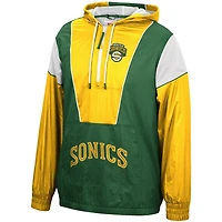 Mitchell  Ness Gold Seattle Supersonics Hardwood Classics Highlight Reel Windbreaker Hoodie Half-Zip Jacket