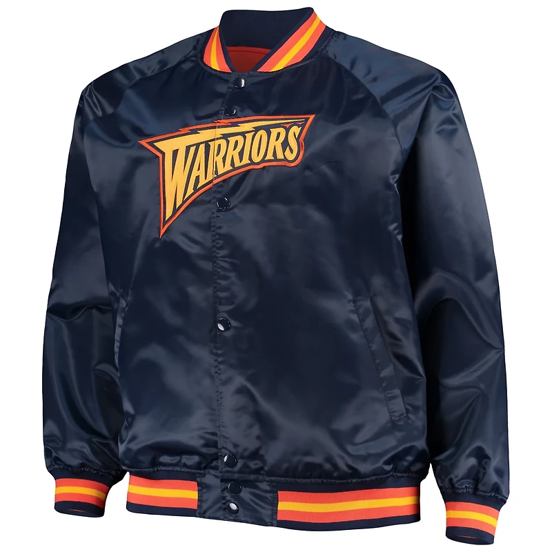 Mitchell Ness Golden State Warriors Big Tall Hardwood Classics Raglan Satin Full-Snap Jacket