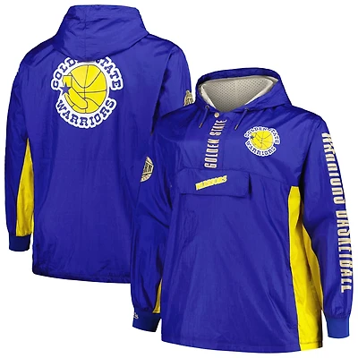 Mitchell  Ness Golden State Warriors Big Tall Hardwood Classics Team OG 20 Anorak Hoodie Quarter-Zip Windbreaker Jacket
