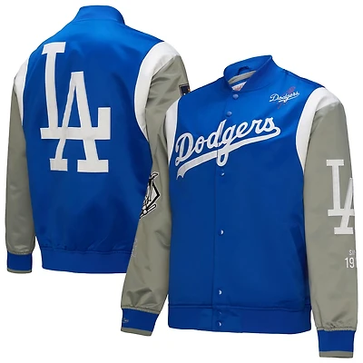 Mitchell Ness Gray Los Angeles Dodgers Cooperstown Collection Team Origins Satin Full-Snap Jacket