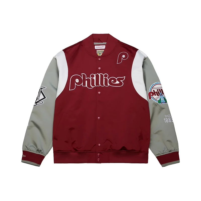 Mitchell  Ness Gray Philadelphia Phillies Cooperstown Collection Team Origins Satin Full-Snap Jacket