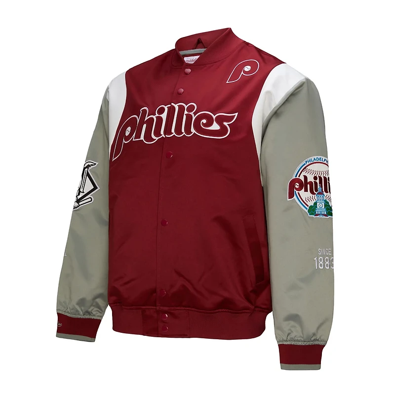 Mitchell  Ness Gray Philadelphia Phillies Cooperstown Collection Team Origins Satin Full-Snap Jacket