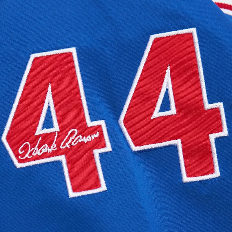 Mitchell  Ness Hank Aaron /Royal Atlanta Braves Cooperstown Collection Legends Lightweight Satin Raglan Full-Snap Jacket