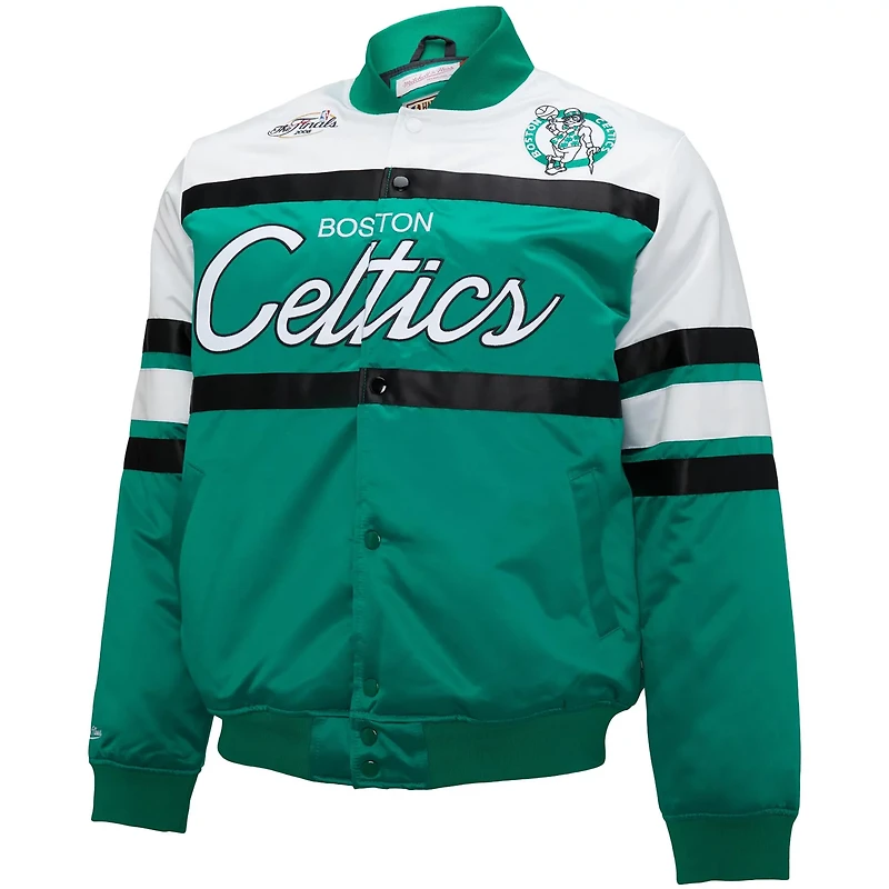 Mitchell  Ness Kelly White Boston Celtics Big Tall Heavyweight Full-Snap Satin Jacket