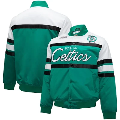 Mitchell  Ness Kelly White Boston Celtics Big Tall Heavyweight Full-Snap Satin Jacket