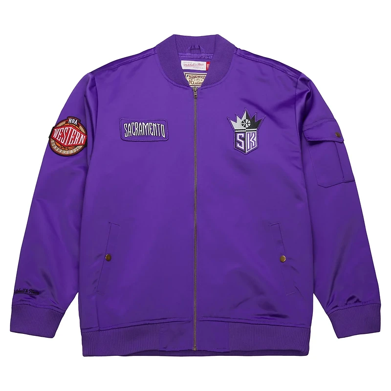 Mitchell & Ness Men's Sacramento Kings Hardwood Classics Nights Team Leader Satin Full Zip Jacket