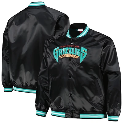 Mitchell & Ness Men's Vancouver Grizzlies Hardwood Classics Wordmark Satin Raglan Big and Tall Full Zip Jacket