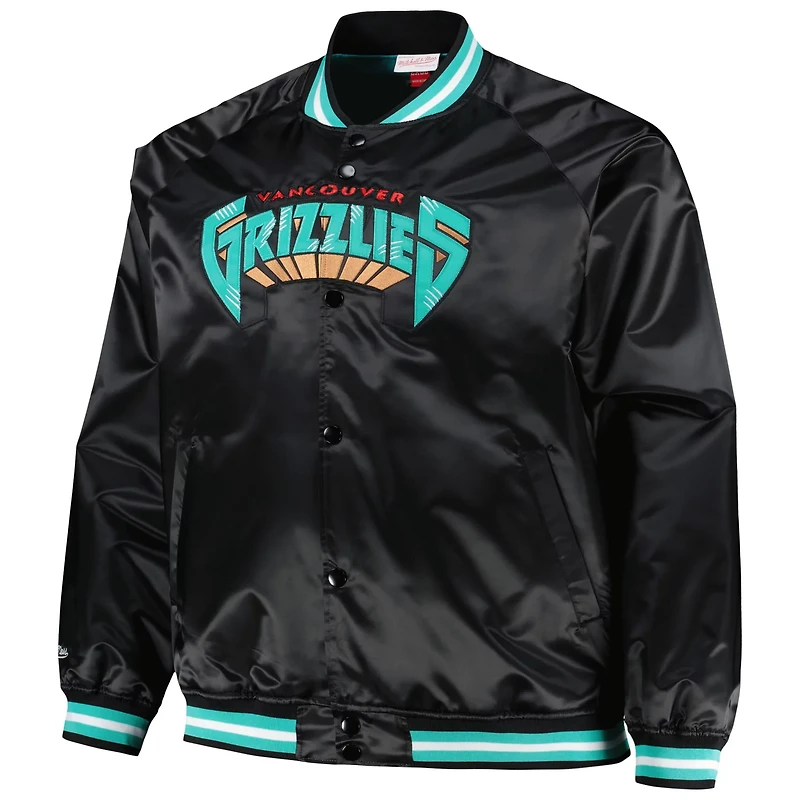 Mitchell & Ness Men's Vancouver Grizzlies Hardwood Classics Wordmark Satin Raglan Big and Tall Full Zip Jacket