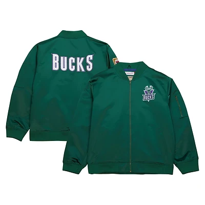 Mitchell Ness Milwaukee Bucks Hardwood Classics Vintage Logo Full-Zip Bomber Jacket