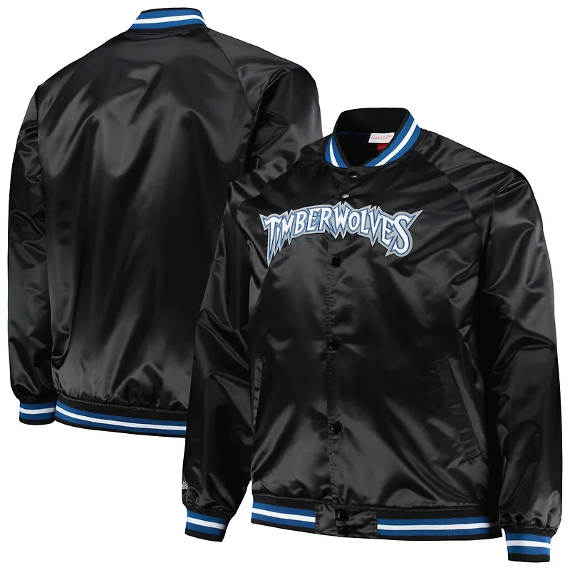 Mitchell Ness Minnesota Timberwolves Big Tall Hardwood Classics Wordmark Satin Raglan Full-Zip Jacket
