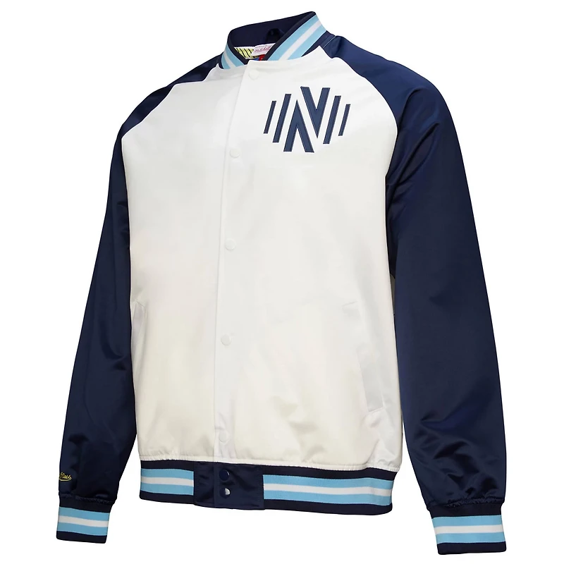 Mitchell Ness Navy Nashville SC 2025 Jersey Hook Lightweight Satin Raglan Full-Snap Jacket