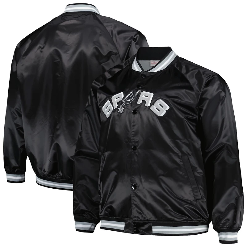 Mitchell Ness San Antonio Spurs Big Tall Hardwood Classics Wordmark Satin Raglan Full-Zip Jacket