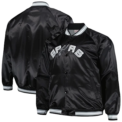 Mitchell Ness San Antonio Spurs Big Tall Hardwood Classics Wordmark Satin Raglan Full-Zip Jacket