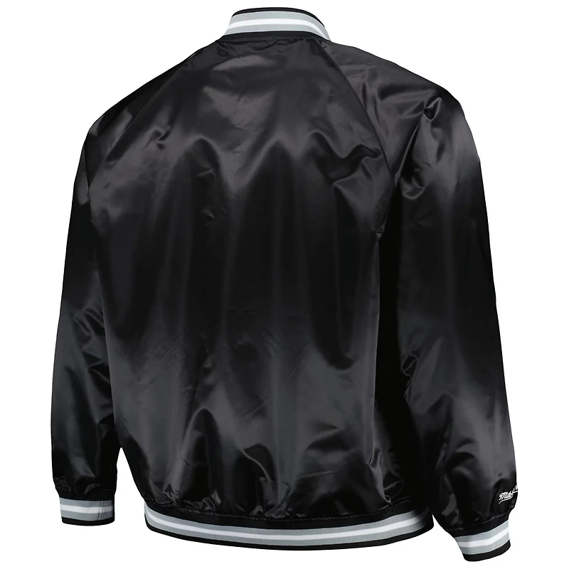 Mitchell Ness San Antonio Spurs Big Tall Hardwood Classics Wordmark Satin Raglan Full-Zip Jacket